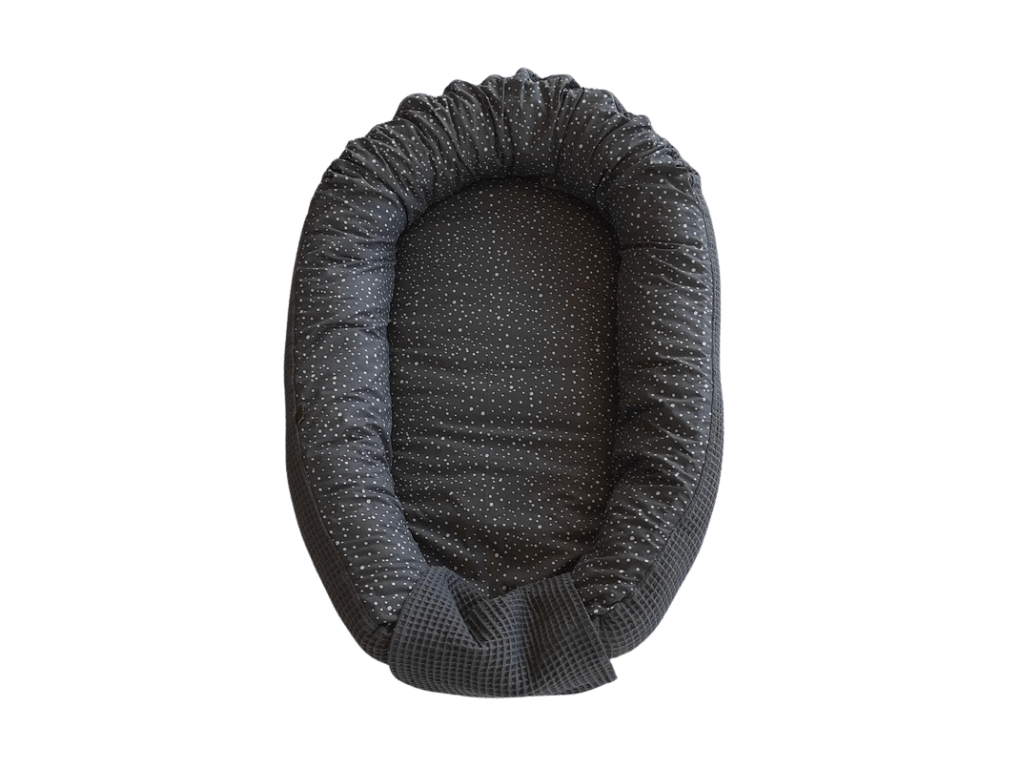 Babynest - Zirben Füllung - Grau Waffel/Grau Punkte - Kreativkopf