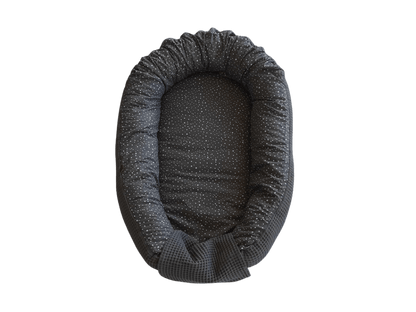 Babynest - Zirben Füllung - Grau Waffel/Grau Punkte - Kreativkopf