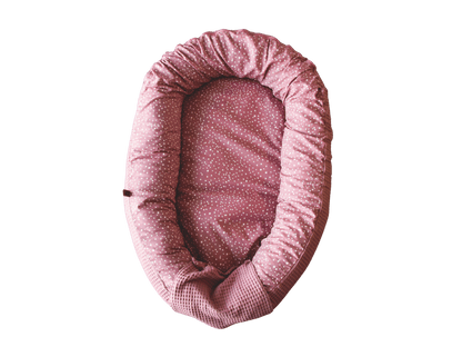 Babynest - Zirben Füllung - Rosa Waffel/Rosa Punkte - Kreativkopf